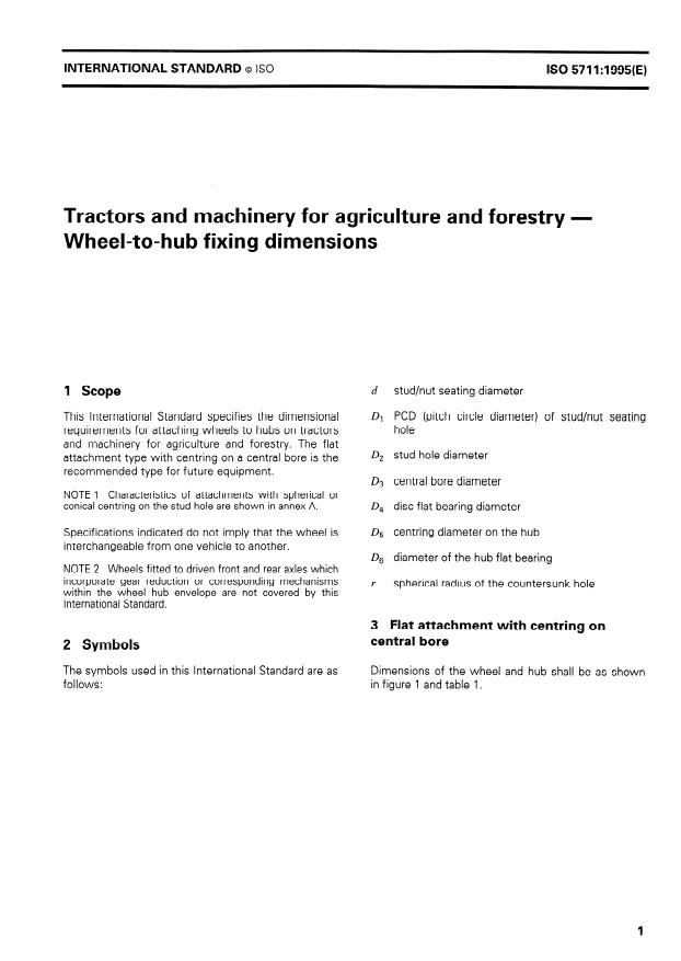 ISO 5711:1995 - Tractors and machinery for agriculture and forestry -- Wheel-to-hub fixing dimensions