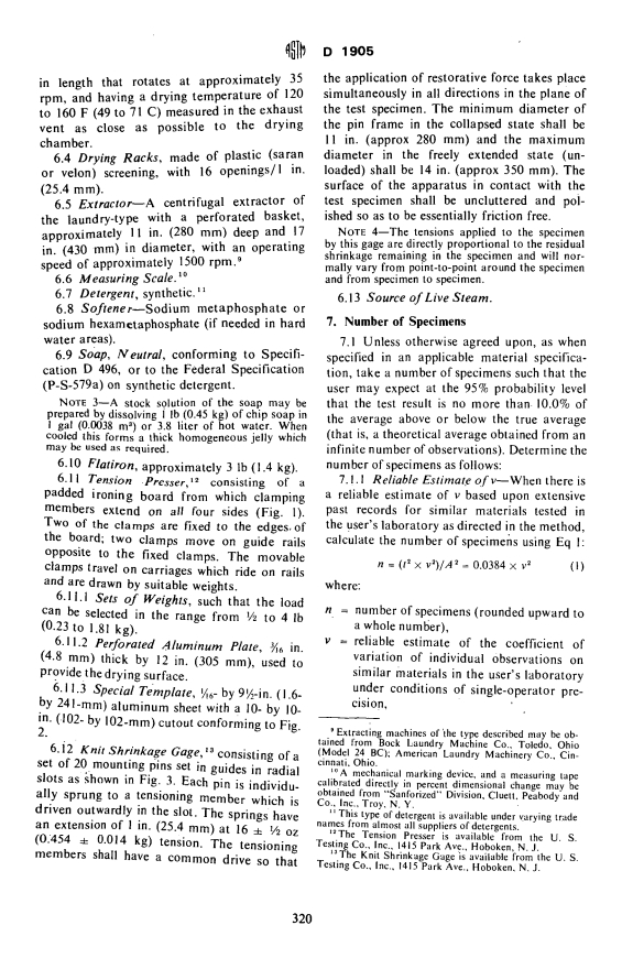 ASTM D1905-73 - Method of Test for Dimensional Changes in Laundering of Woven or Knitted Textiles (Withdrawn 1977)