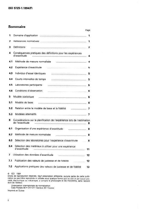 ISO 5725-1:1994 ISO 5725-1:1994 - Exactitude (justesse et fidélité) des résultats et méthodes de mesure - Page 2 preview