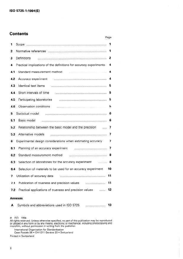 ISO 5725-1:1994 ISO 5725-1:1994 - Accuracy (trueness and precision) of measurement methods and results - Page 2 preview