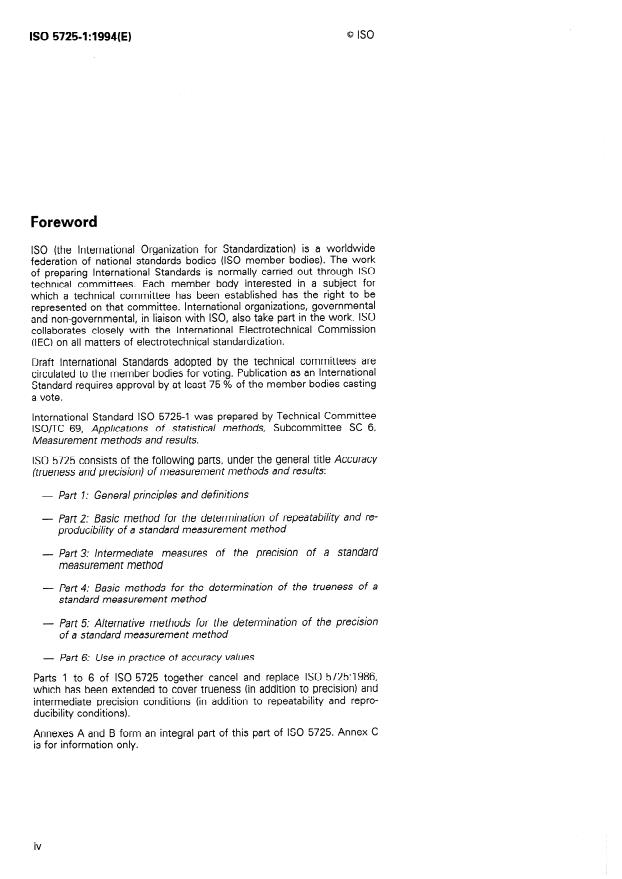 ISO 5725-1:1994 ISO 5725-1:1994 - Accuracy (trueness and precision) of measurement methods and results - Page 4 preview