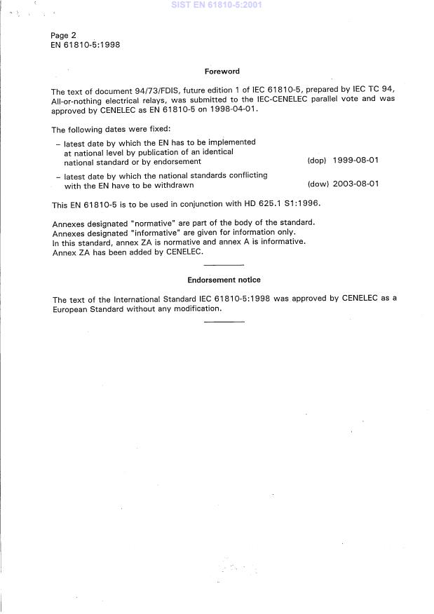 EN 61810-5:1998 EN 61810-5:2001 - Page 4 preview