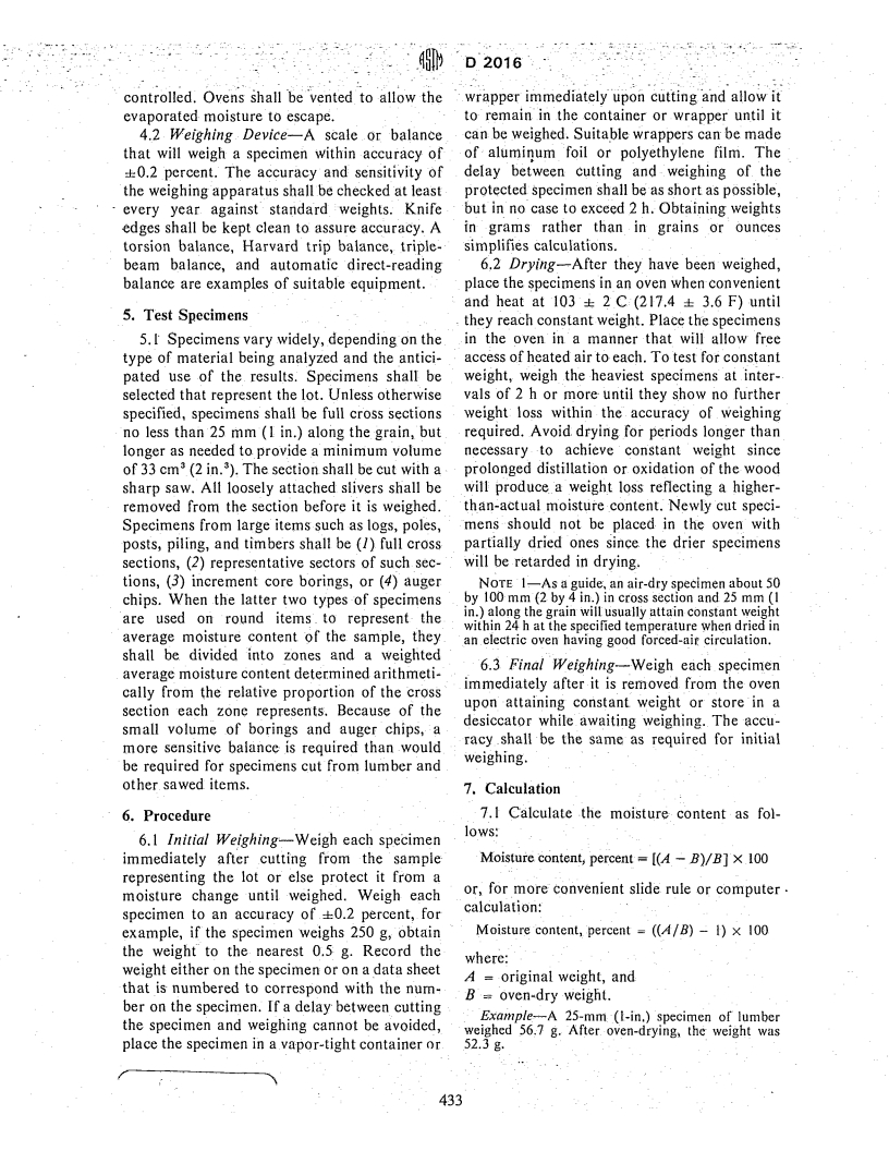 ASTM D2016-74(1983) - Methods of Test for Moisture Content of Wood (Withdrawn 1987)
