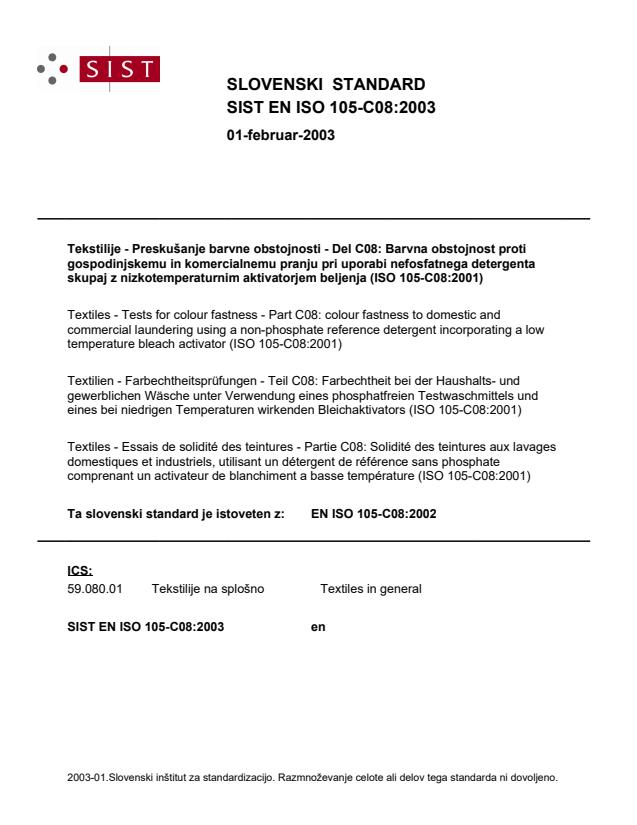 EN ISO 105-C08:2003