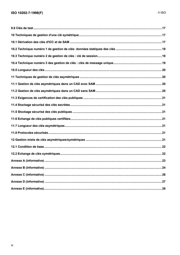 ISO 10202-7:1998 ISO 10202-7:1998 - Cartes de transactions financieres -- Architecture de sécurité des systemes de transactions financieres utilisant des cartes a circuit intégré - Page 4 preview