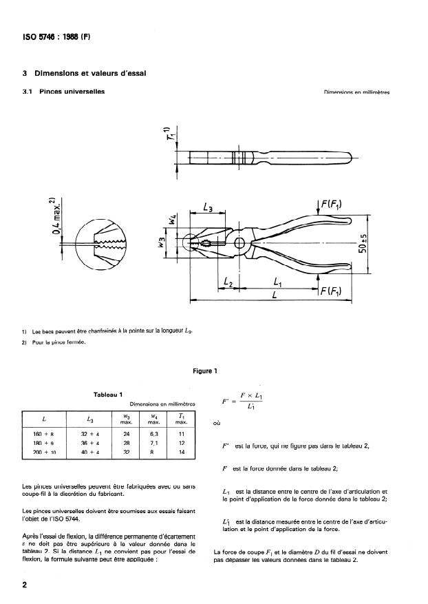ISO 5746:1988 ISO 5746:1988 - Pinces et tenailles -- Pinces universelles et pinces "lineman's" -- Dimensions et valeurs d'essai - Page 4 preview