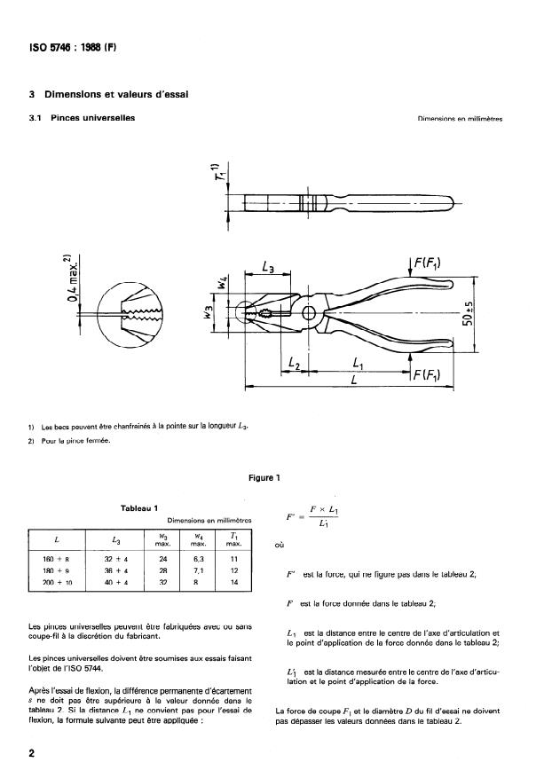 ISO 5746:1988 ISO 5746:1988 - Pinces et tenailles -- Pinces universelles et pinces "lineman's" -- Dimensions et valeurs d'essai - Page 4 preview