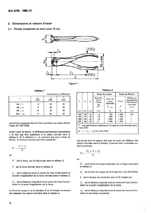 ISO 5748:1988 ISO 5748:1988 - Pinces et tenailles -- Pinces coupantes en bout -- Dimensions et valeurs d'essai - Page 4 preview