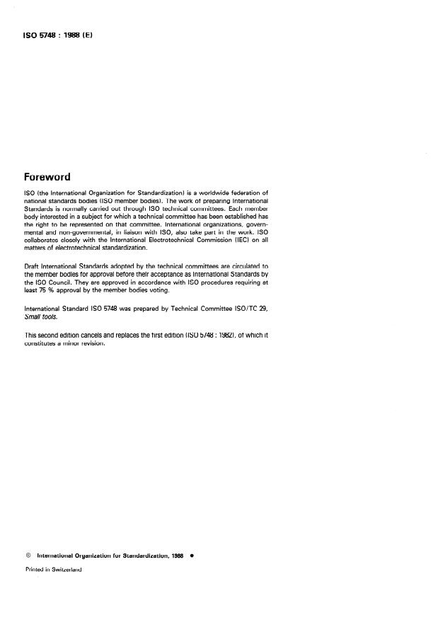 ISO 5748:1988 ISO 5748:1988 - Pliers and nippers -- End cutting nippers -- Dimensions and test values - Page 2 preview
