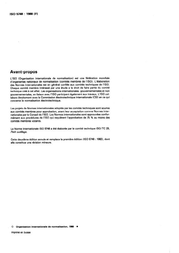 ISO 5748:1988 ISO 5748:1988 - Pinces et tenailles -- Pinces coupantes en bout -- Dimensions et valeurs d'essai - Page 2 preview