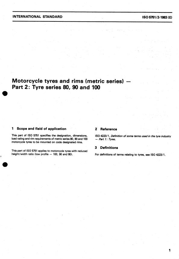 ISO 5751-2:1983 - Motorcycle tyres and rims (metric series)
