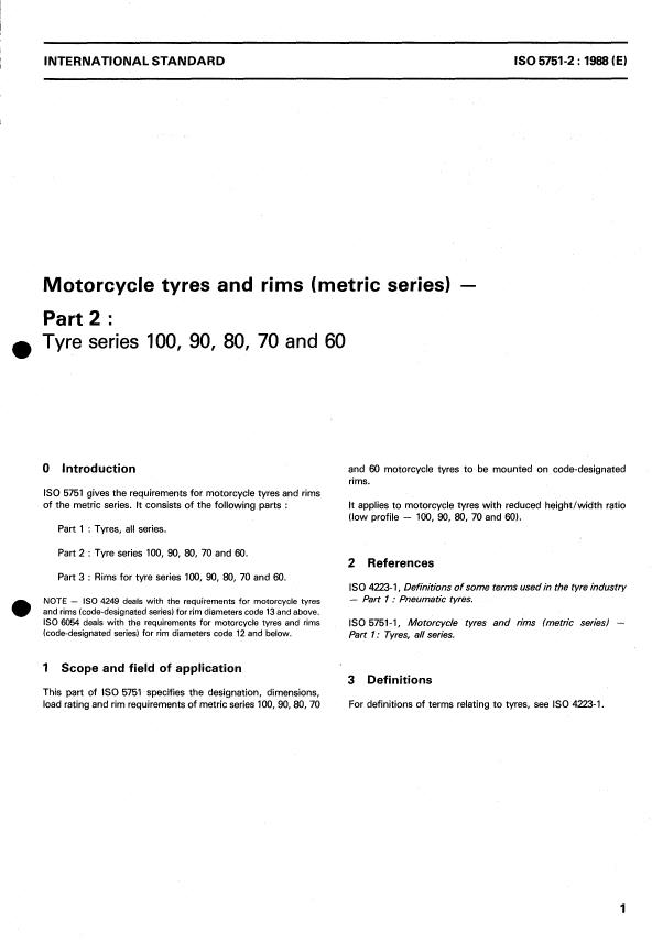 ISO 5751-2:1988 - Motorcycle tyres and rims (metric series)