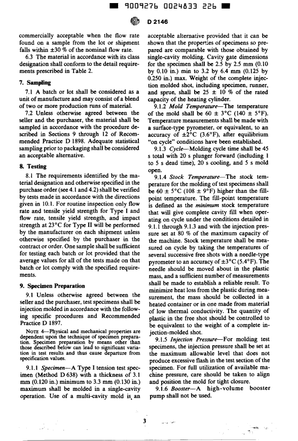 ASTM D2146-82 - Specification for Propylene Plastic Molding and Extrusion Materials (Withdrawn 1985)