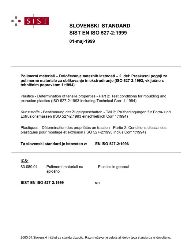 EN ISO 527-2:1999