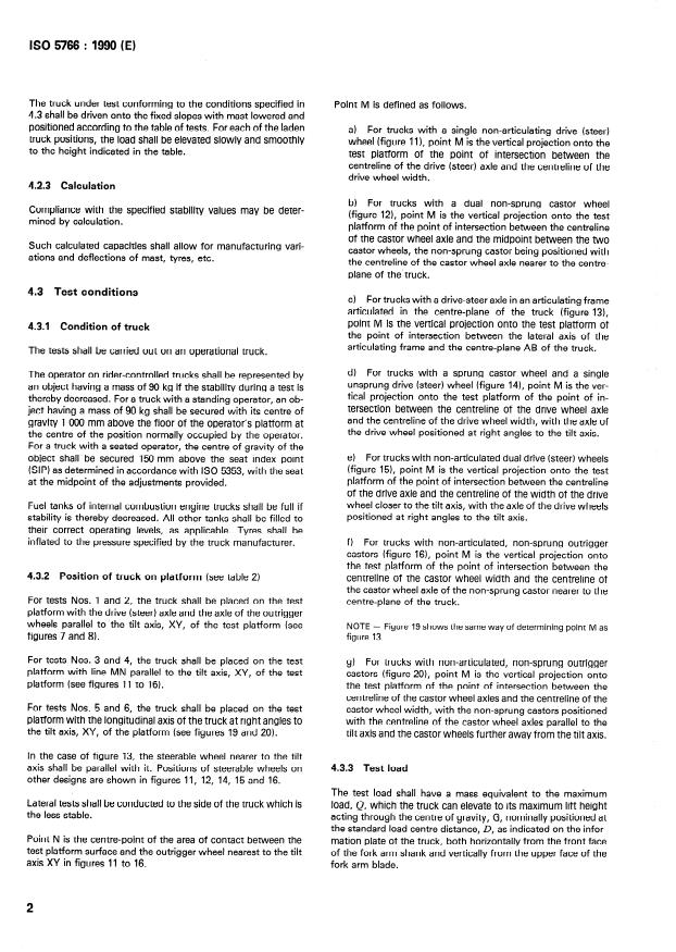 ISO 5766:1990 ISO 5766:1990 - Pallet stackers and high-lift platform trucks -- Stability tests - Page 4 preview
