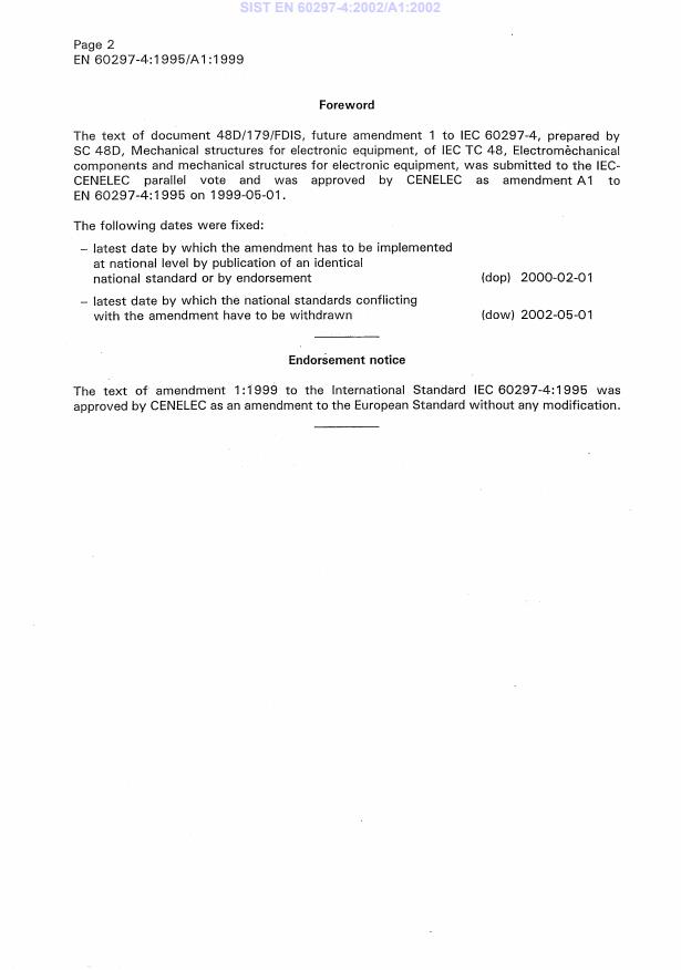 EN 60297-4:1995/A1:1999 EN 60297-4:2002/A1:2002 - Page 4 preview