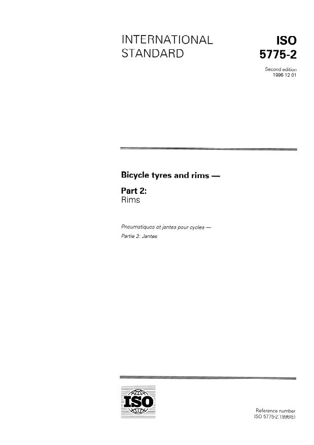 ISO 5775-2:1996 - Bicycle tyres and rims