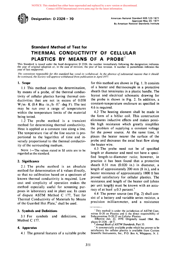 ASTM D232670 Method of Test for Thermal Conductivity of Cellular