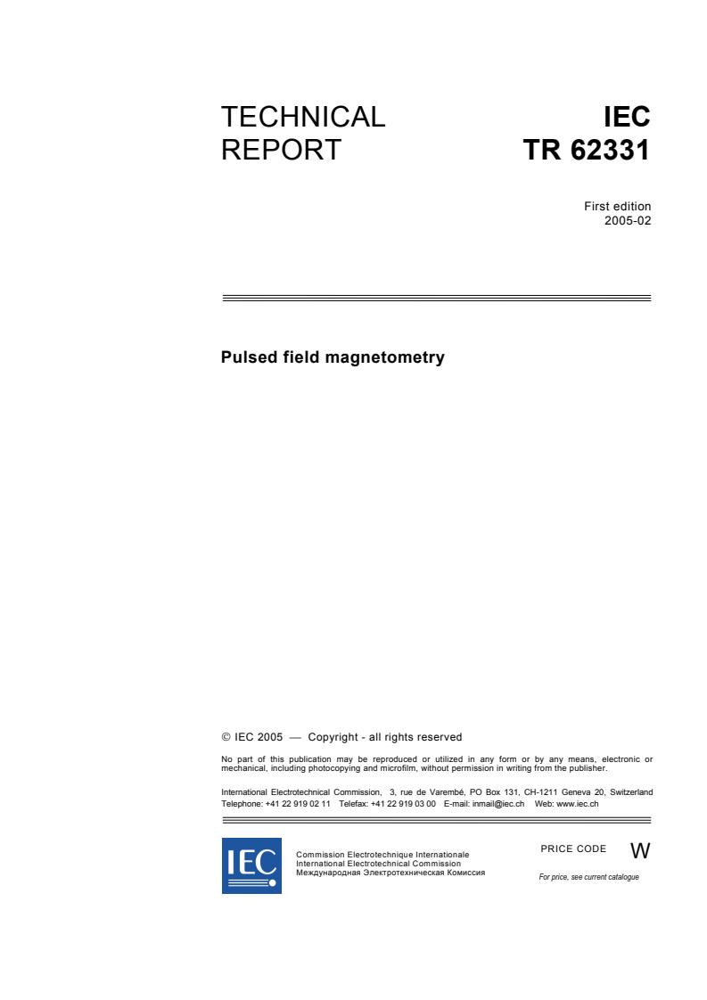 IEC TR 62331:2005 - Pulsed field magnetometry