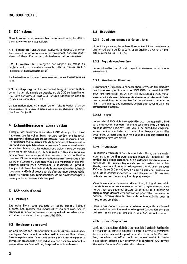 ISO 5800:1987 ISO 5800:1987 - Photographie -- Films négatifs couleur pour prise de vue -- Détermination de la sensibilité ISO - Page 4 preview
