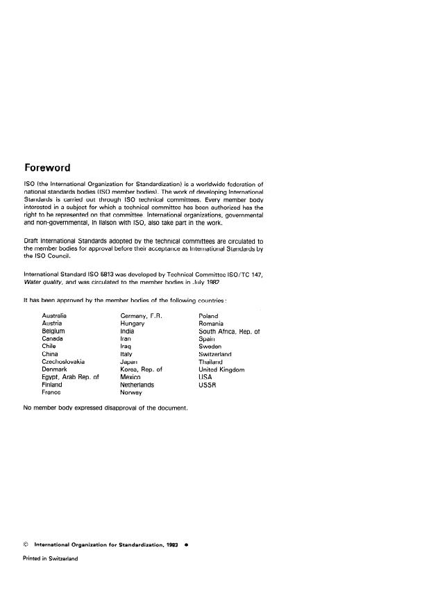 ISO 5813:1983 ISO 5813:1983 - Water quality -- Determination of dissolved oxygen -- Iodometric method - Page 2 preview