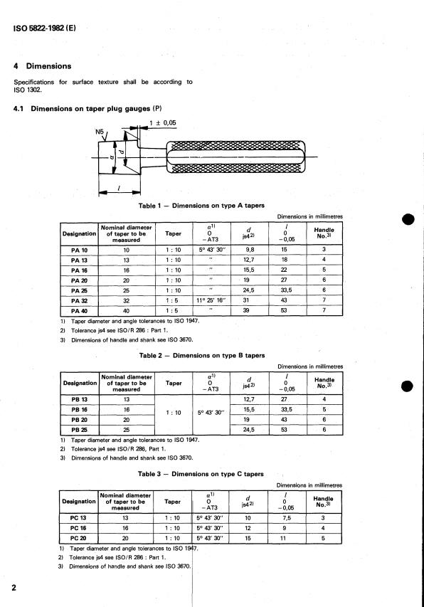 ISO 5822:1982 ISO 5822:1982 - Spot welding equipment -- Taper plug gauges and taper ring gauges - Page 4 preview