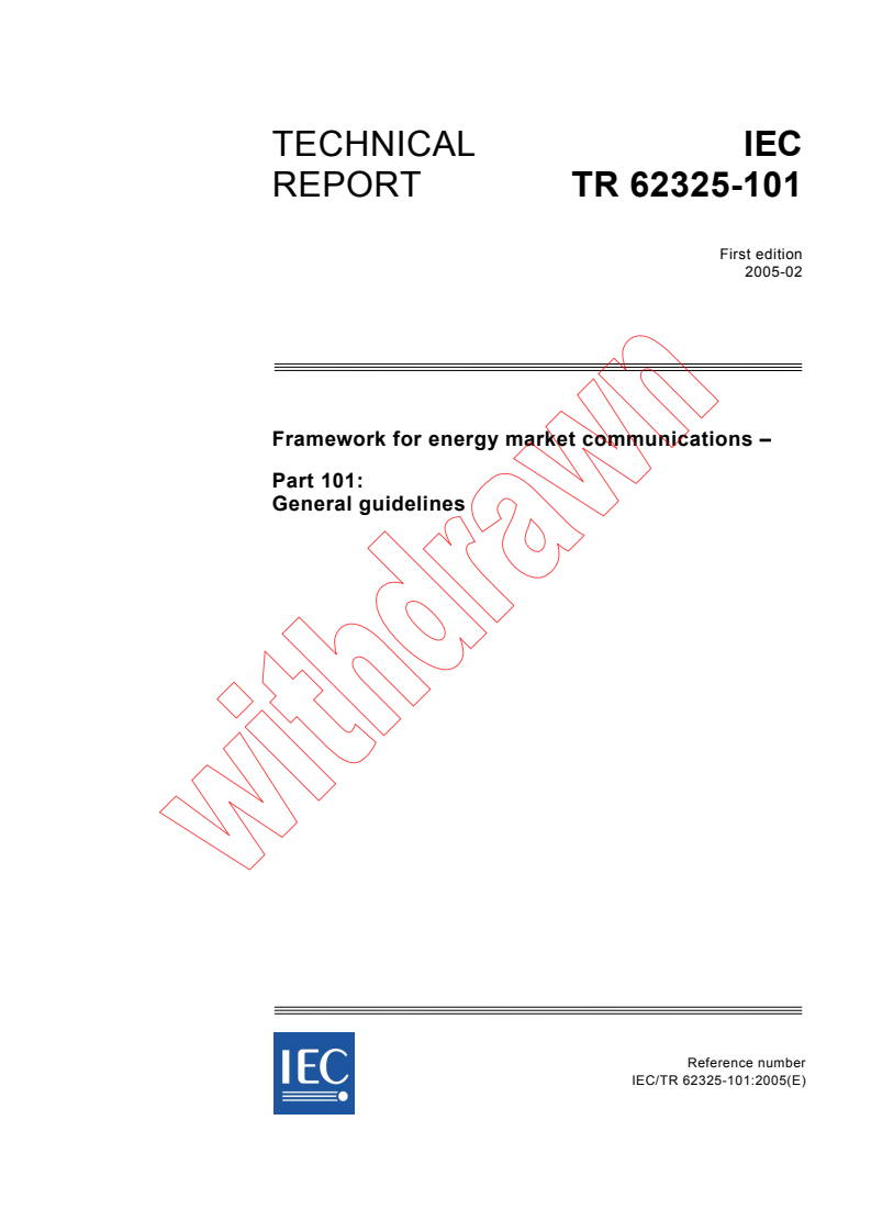 IEC TR 62325-101:2005 - Framework for energy market communications - Part 101: General guidelines
Released:2/7/2005
Isbn:2831878454