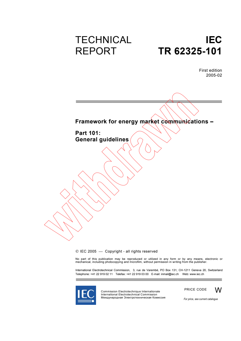 IEC TR 62325-101:2005 - Framework for energy market communications - Part 101: General guidelines
Released:2/7/2005
Isbn:2831878454