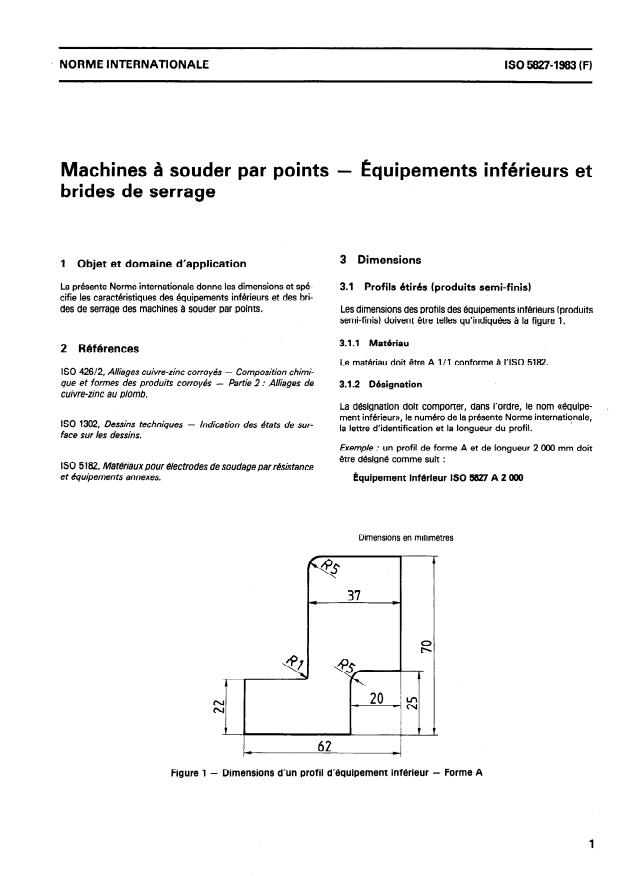 ISO 5827:1983 - Machines a souder par points -- Équipements inférieurs et brides de serrage