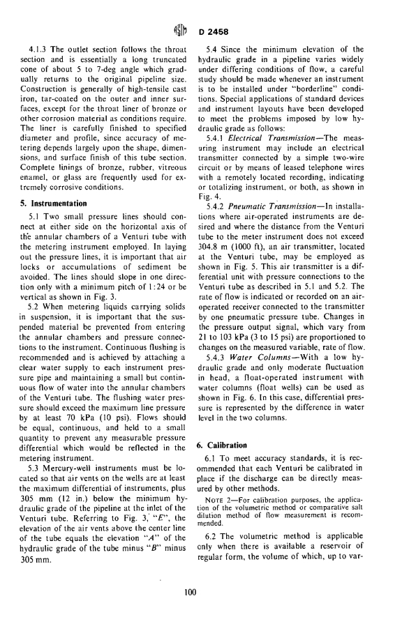 ASTM D2458-69(1975) - Method for Flow Measurement of Industrial Water and Industrial Waste Water by the Venturi Meter Tube (Withdrawn 1981)