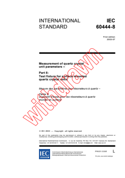 IEC 60444-8:2003 - Measurement of quartz crystal unit parameters - Part 8: Test fixture for surface mounted quartz crystal units
Released:7/4/2003
Isbn:2831871204 - Page 3 preview