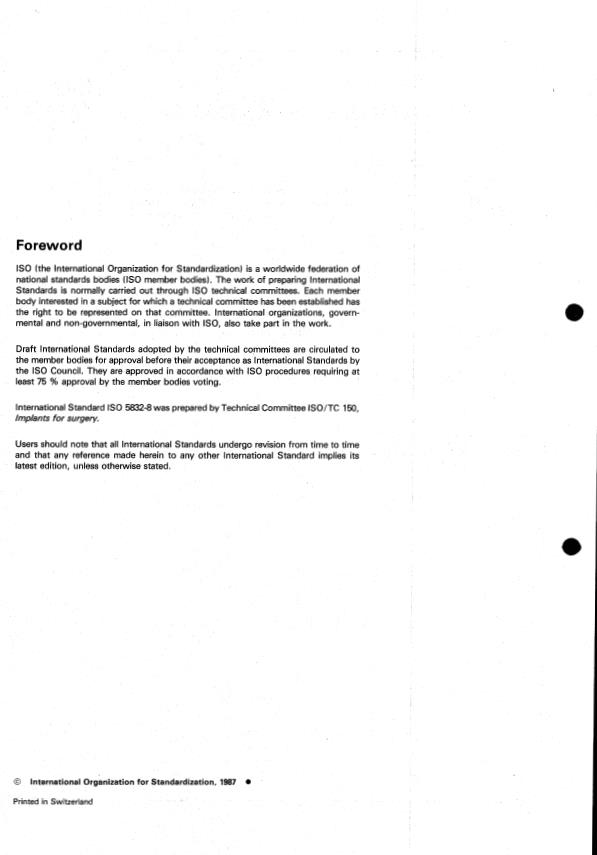 ISO 5832-8:1987 ISO 5832-8:1987 - Implants for surgery -- Metallic materials - Page 2 preview