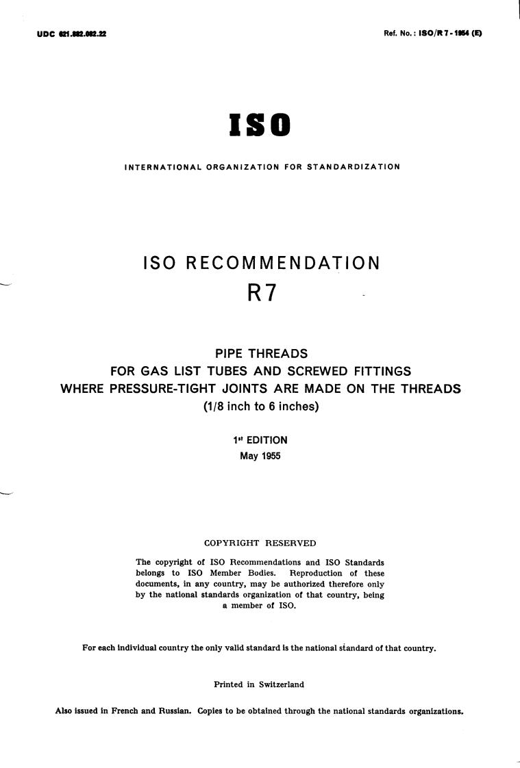 ISO/R 7:1954 - Title missing - Legacy paper document
Released:1/1/1954