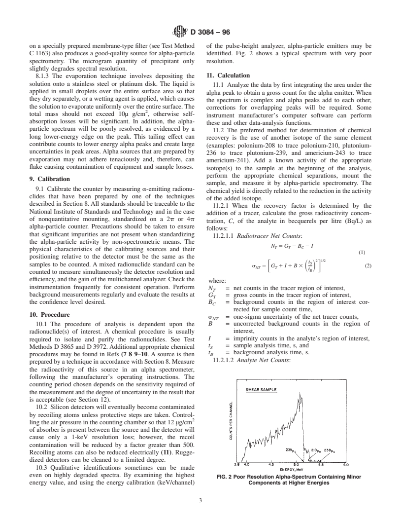 ASTM D3084-96 - Standard Practice for Alpha-Particle Spectrometry of Water