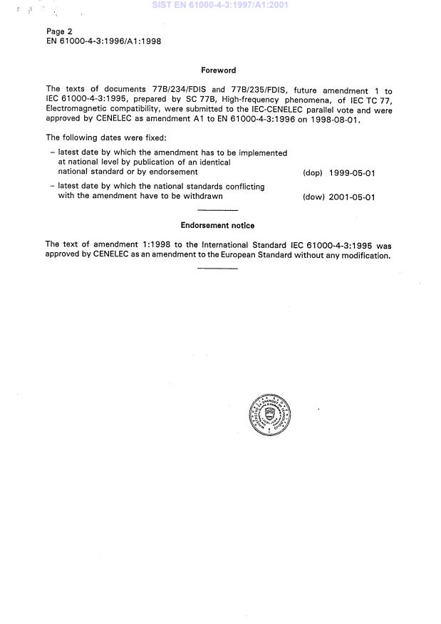 EN 61000-4-3:1996/A1:1998 EN 61000-4-3:1997/A1:2001 - Page 4 preview