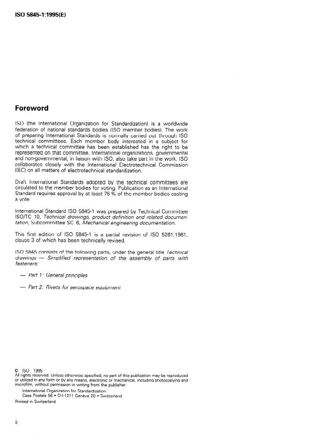 ISO 5845-1:1995 ISO 5845-1:1995 - Technical drawings -- Simplified representation of the assembly of parts with fasteners - Page 2 preview