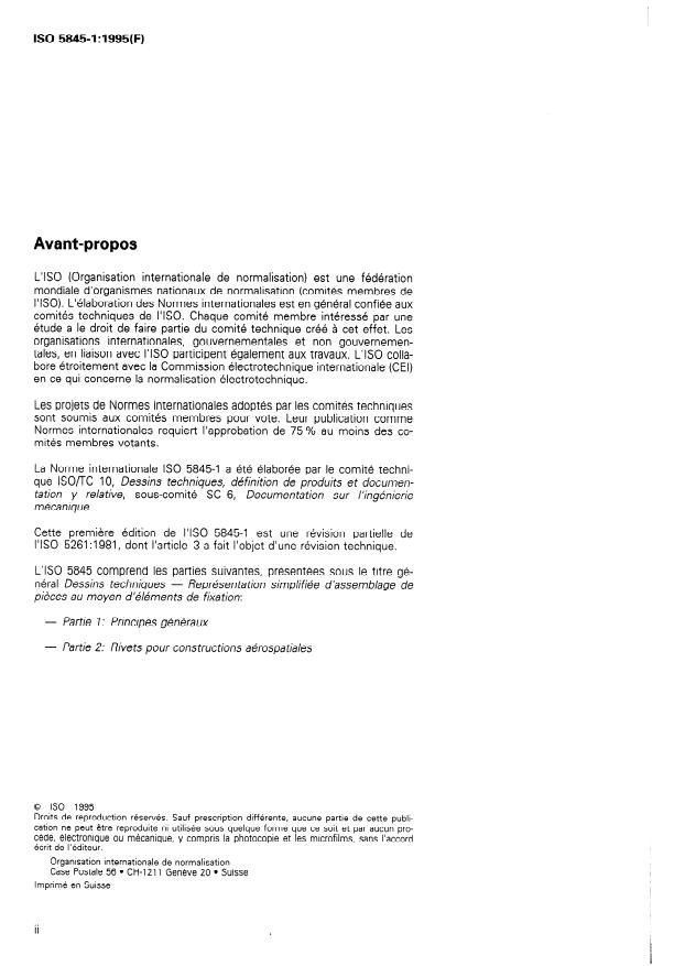 ISO 5845-1:1995 ISO 5845-1:1995 - Dessins techniques -- Représentation simplifiée d'assemblage de pieces au moyen d'éléments de fixation - Page 2 preview