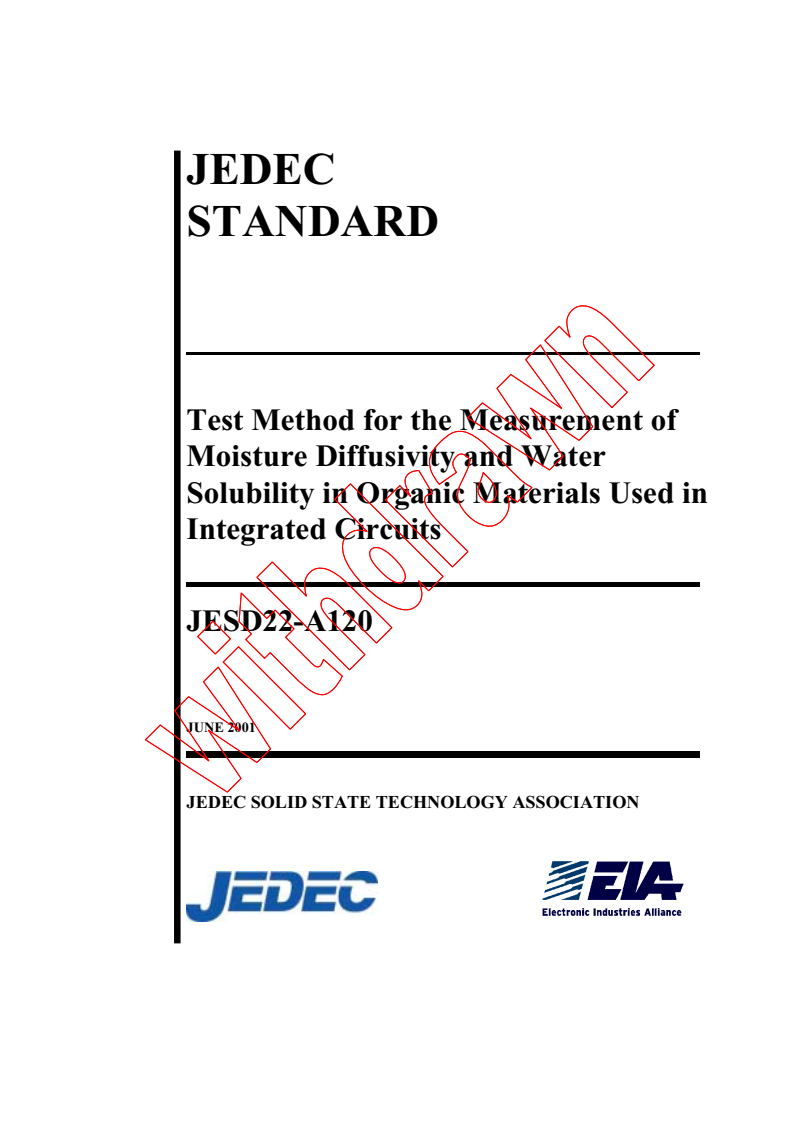 IEC PAS 62307:2002 - Test method for the measurement of moisture diffusivity and water solubility in organic materials used in integrated circuits
Released:3/12/2002
Isbn:2831862469