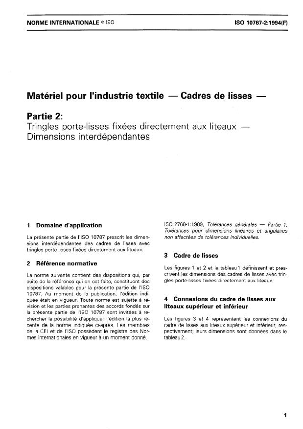 ISO 10787-2:1994 - Matériel pour l'industrie textile -- Cadres de lisses
