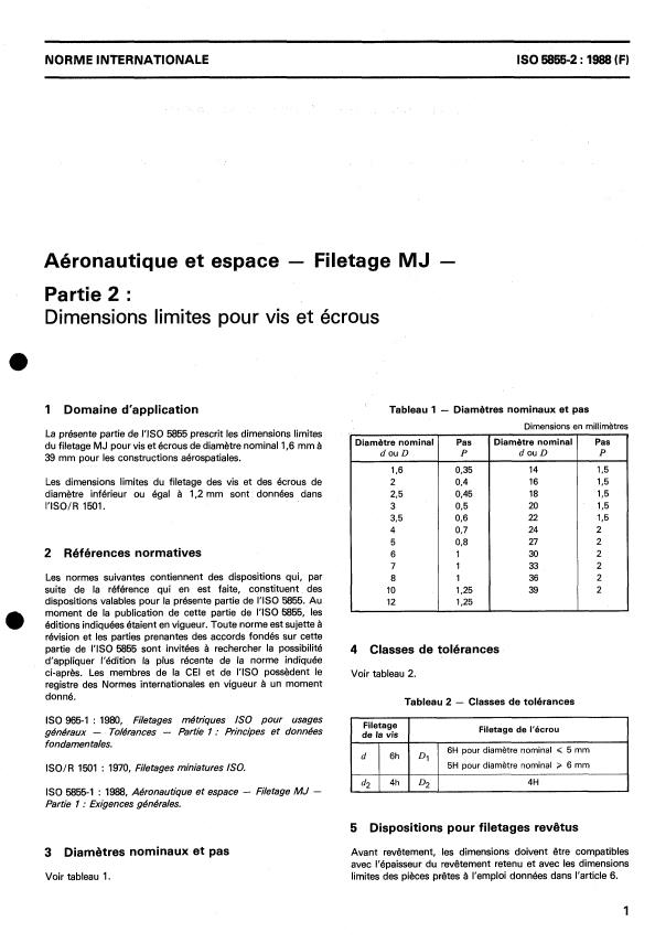 ISO 5855-2:1988 - Aéronautique et espace -- Filetage MJ