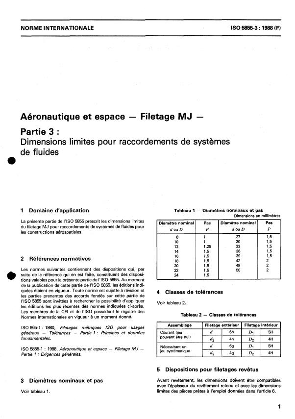 ISO 5855-3:1988 - Aéronautique et espace -- Filetage MJ