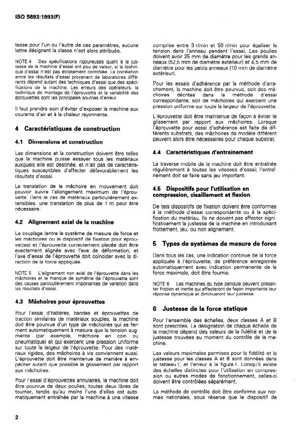 ISO 5893:1993 ISO 5893:1993 - Appareils d'essai du caoutchouc et des plastiques -- Types pour traction, flexion et compression (vitesse de translation constante) -- Description - Page 4 preview