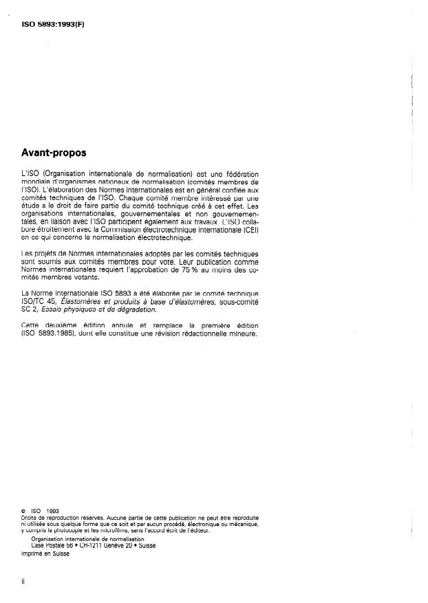 ISO 5893:1993 ISO 5893:1993 - Appareils d'essai du caoutchouc et des plastiques -- Types pour traction, flexion et compression (vitesse de translation constante) -- Description - Page 2 preview