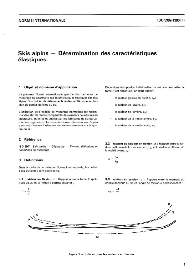 ISO 5902:1980 - Skis alpins -- Détermination des caractéristiques élastiques