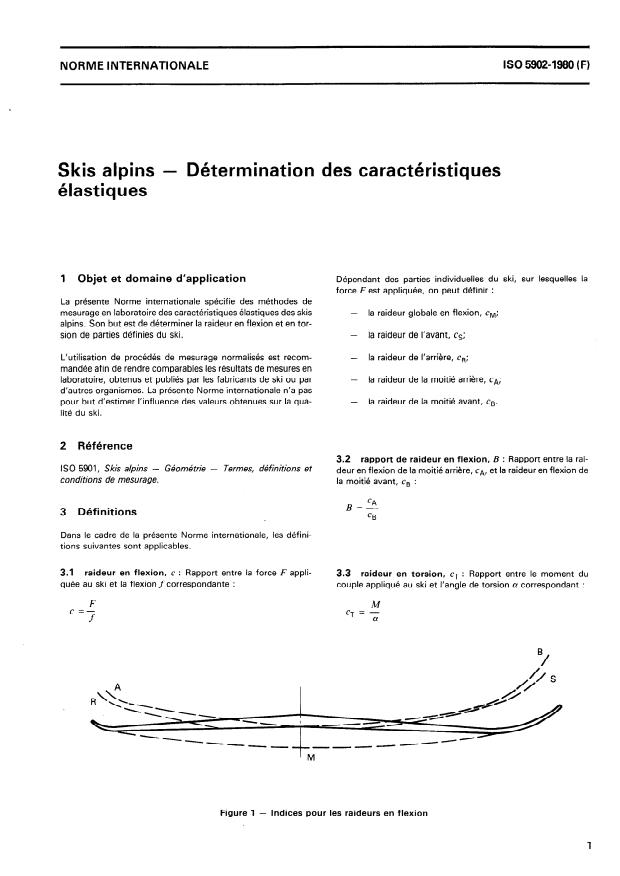 ISO 5902:1980 - Skis alpins -- Détermination des caractéristiques élastiques