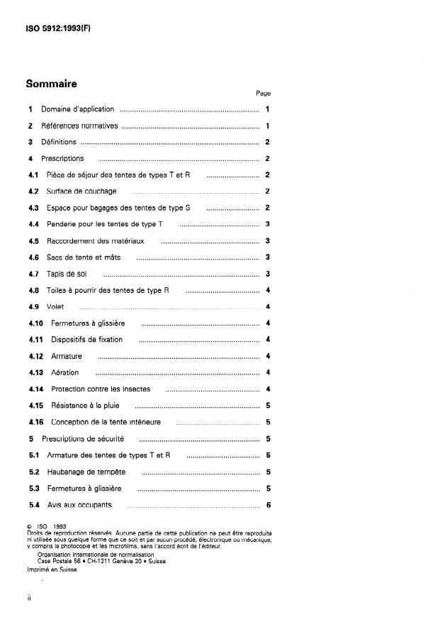 ISO 5912:1993 ISO 5912:1993 - Tentes de camping - Page 2 preview
