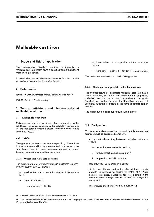 ISO 5922:1981 - Malleable cast iron