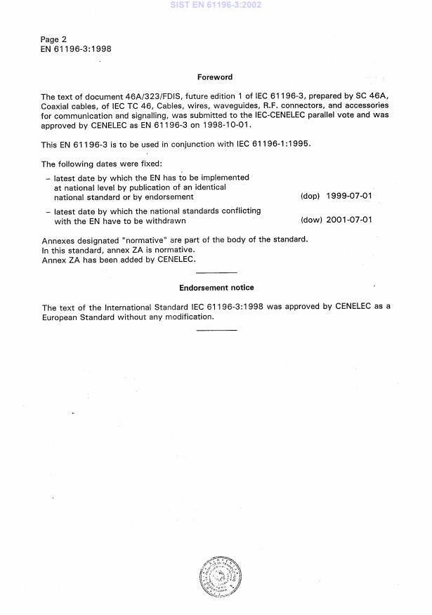 EN 61196-3:1998 EN 61196-3:2002 - Page 4 preview