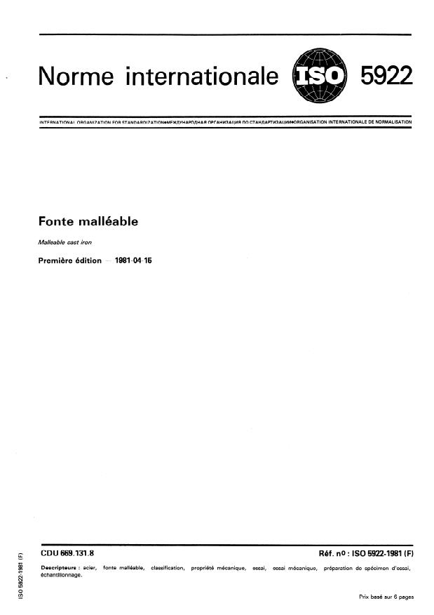 ISO 5922:1981 - Fonte malléable