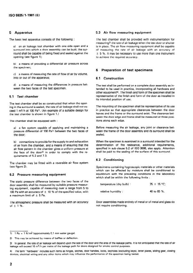 ISO 5925-1:1981 ISO 5925-1:1981 - Fire tests -- Evaluation of performance of smoke control door assemblies - Page 4 preview